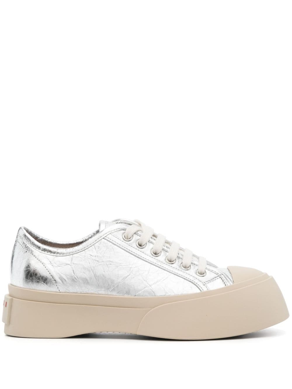 metallic leather platform sneakers - 1