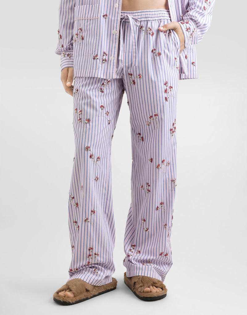 Cotton-silk vanity trousers with embroidery 4