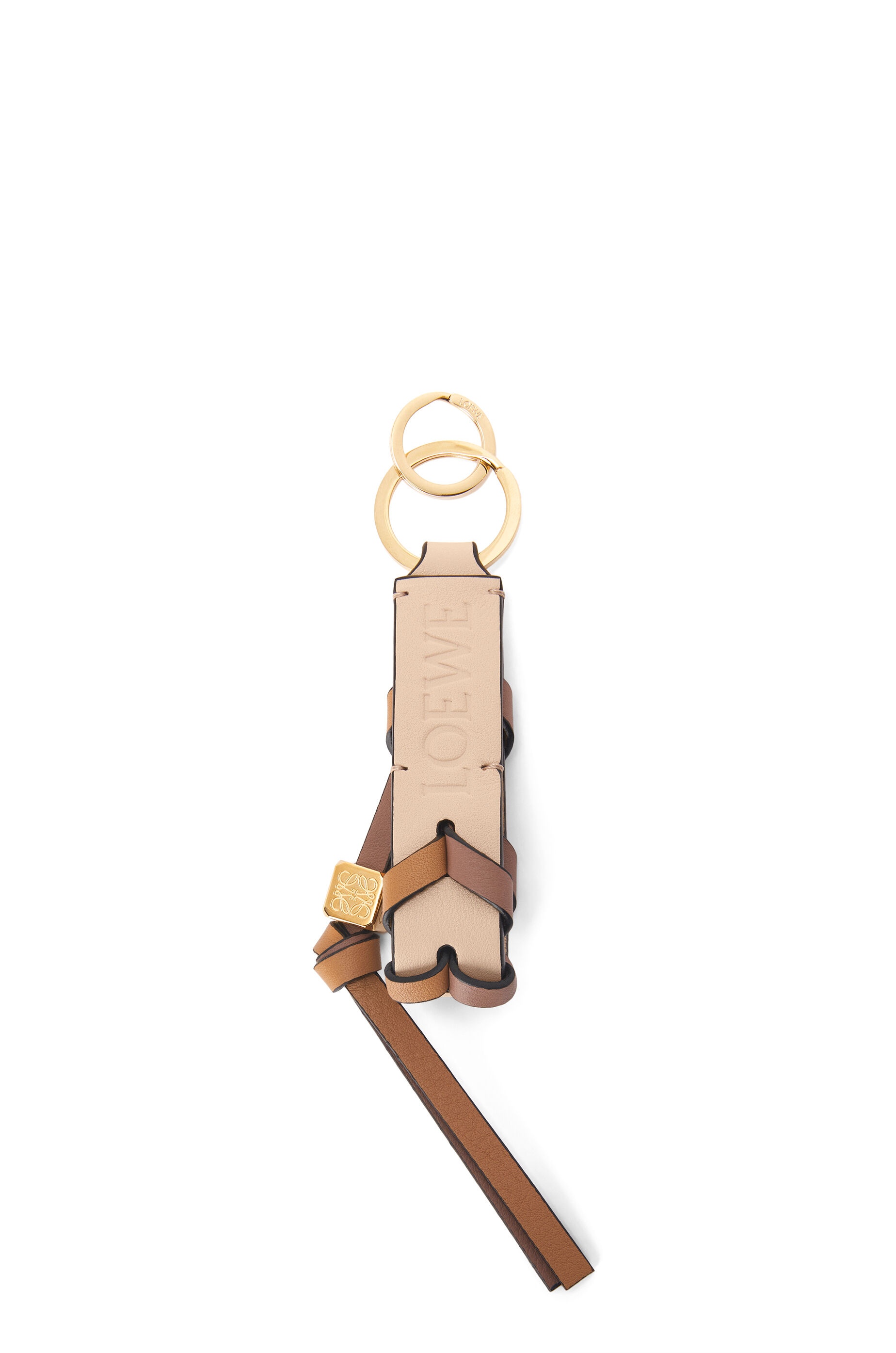 Braided strap keyring in calfskin and brass - 2