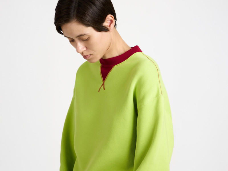 CONTRAST COLLAR SWEATSHIRT IN LIME & RED 6