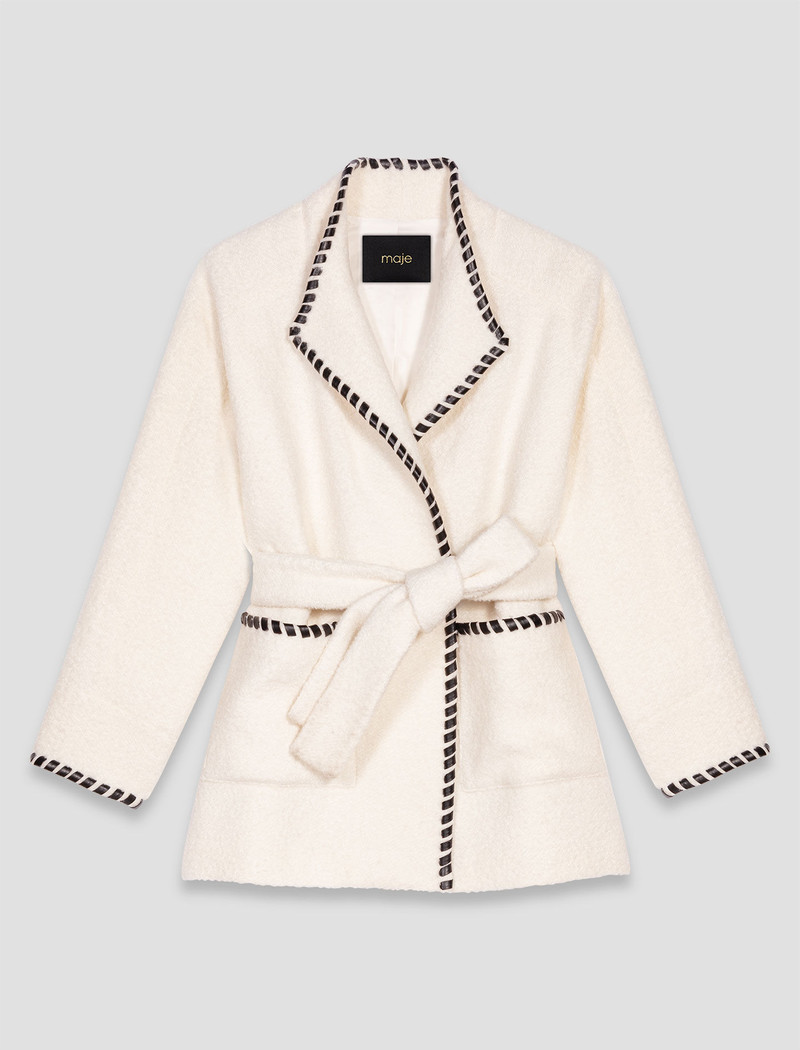Lined coat with contrasting ribbon 1