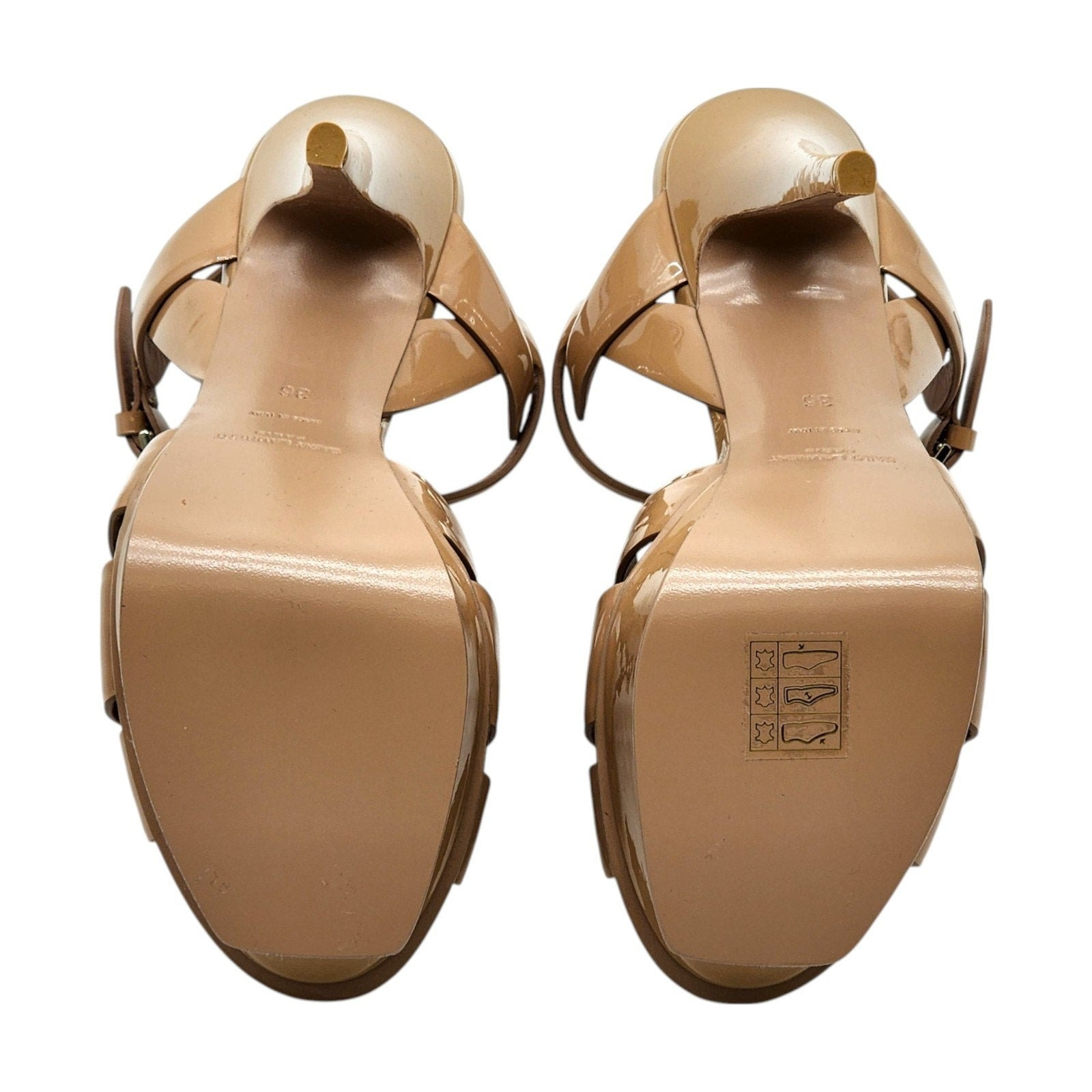 Saint Laurent Tribute Platform Leather Sandals Pumps Tan Brown - 6