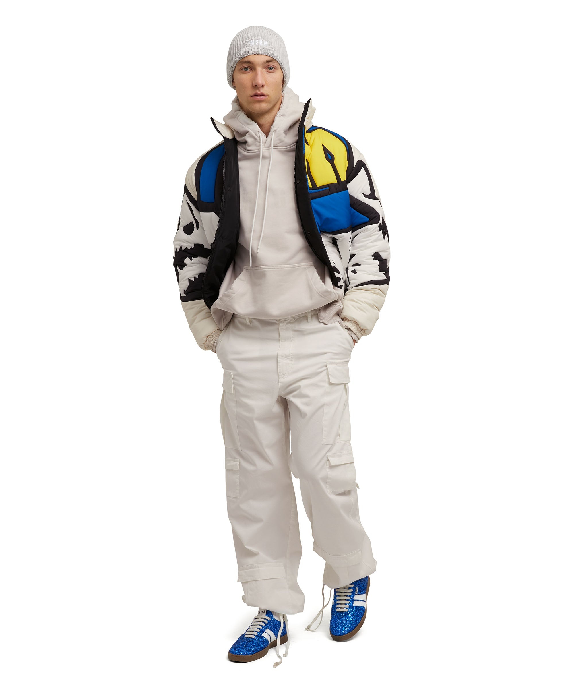 Cotton hooded sweatshirt with MSGM large logo print - 5