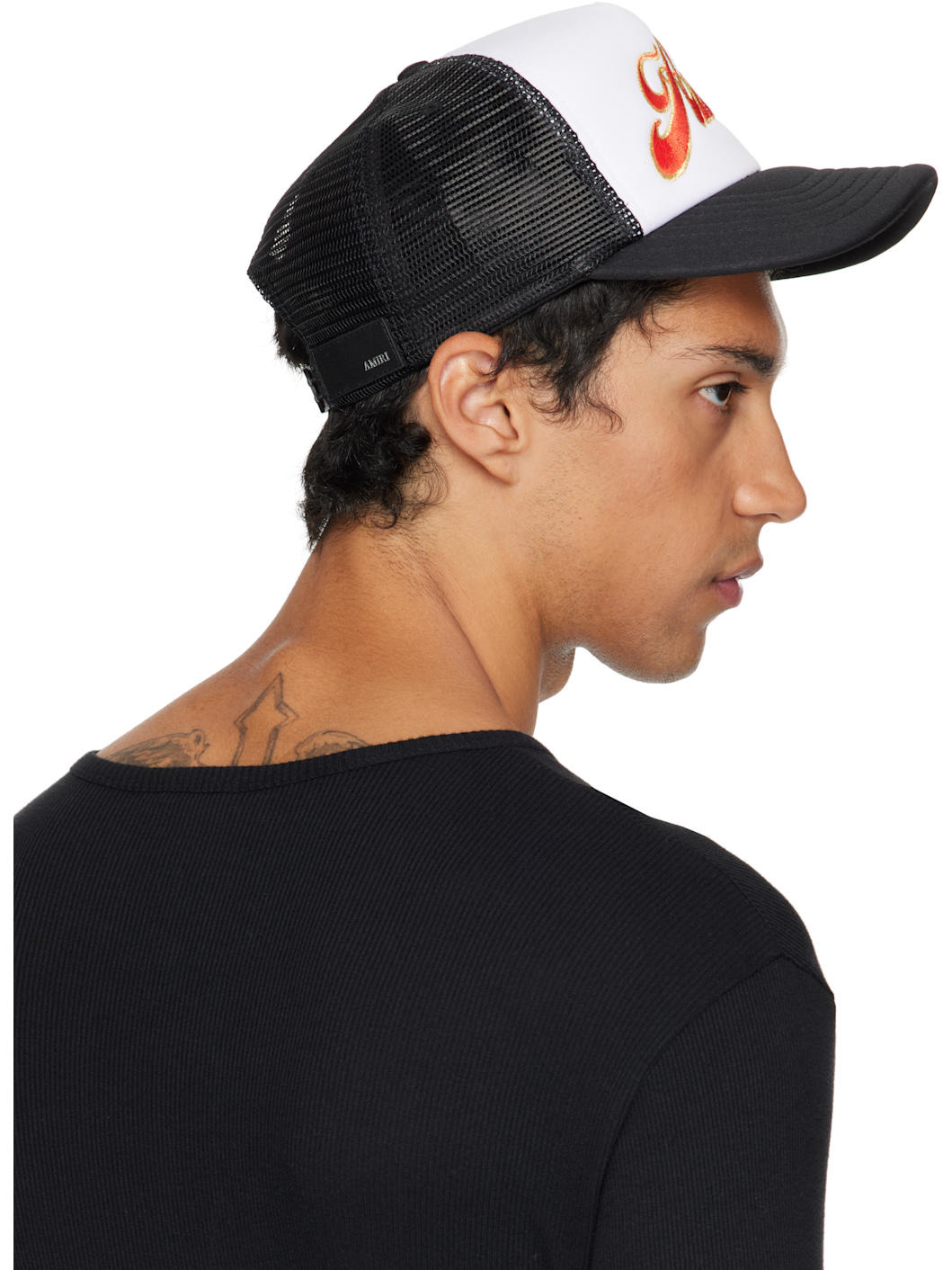 White & Black 'AMIRI' Groovy Trucker Cap - 3