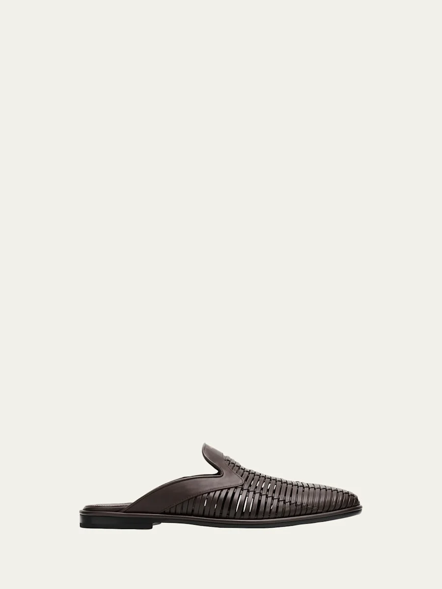 Men's Double-Stitched Leather Slide Mules - 1