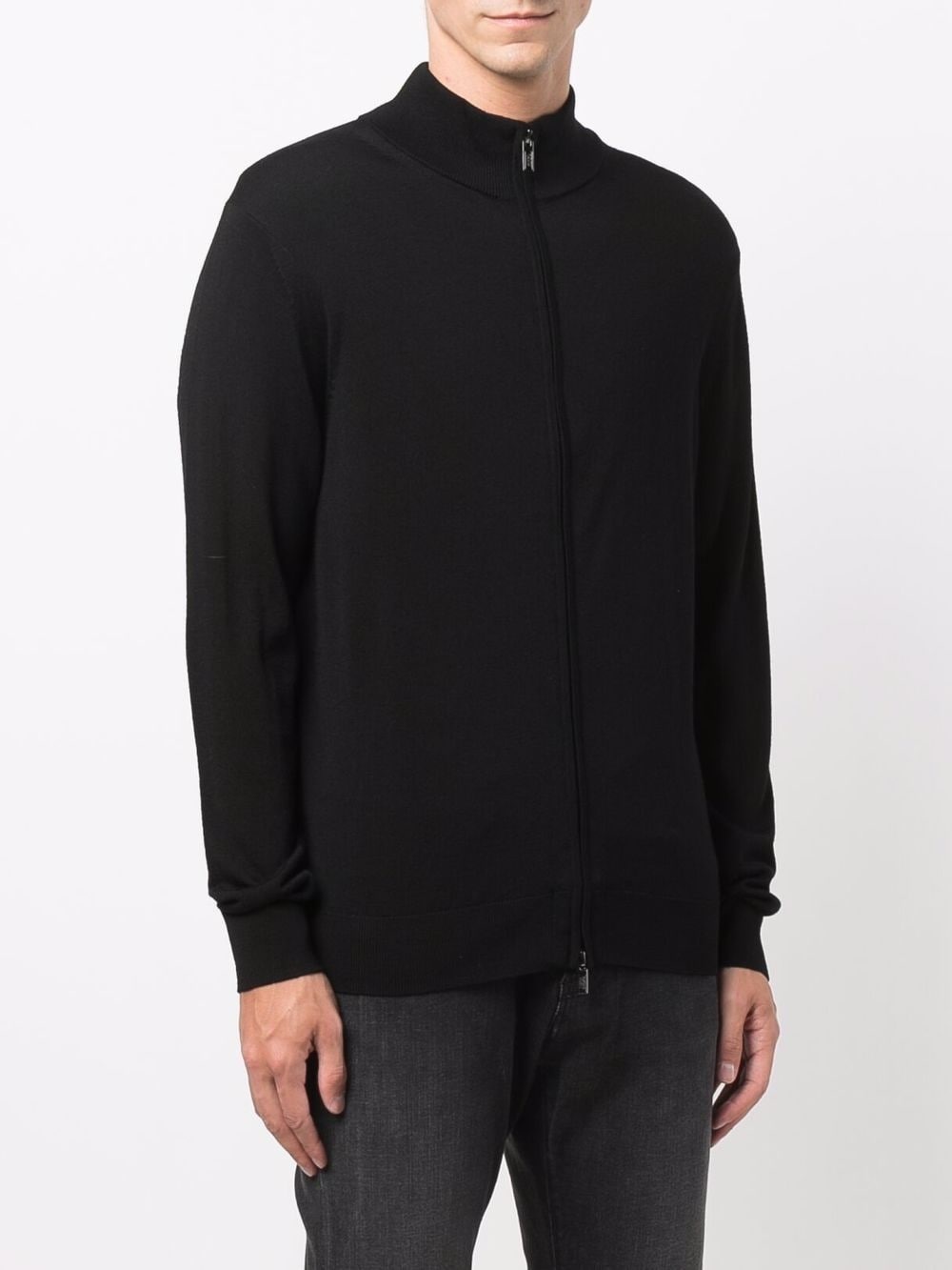 zipped-front virgin wool pullover - 3