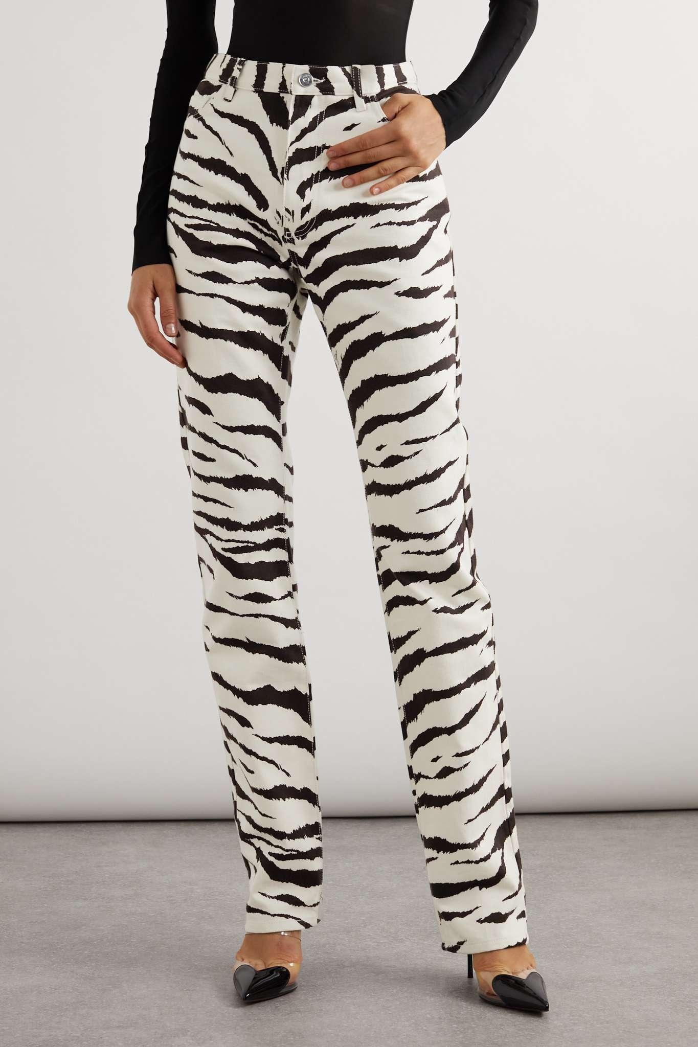 ALAÏA Archetypes zebra-print high-rise straight-leg jeans