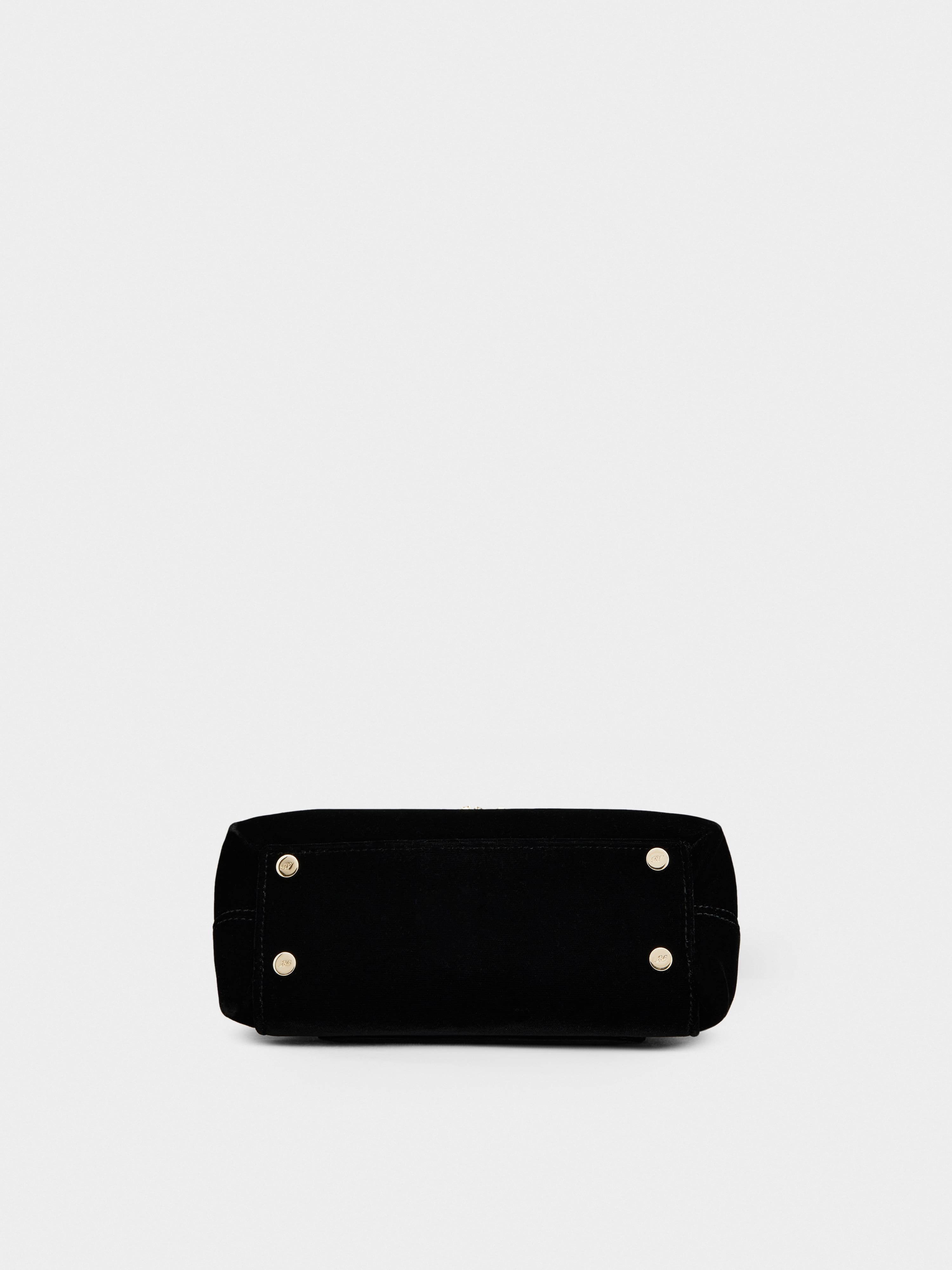 Viv' Cabas Jewel Crown Flower Strass Buckle Mini Bag in Velvet - 6