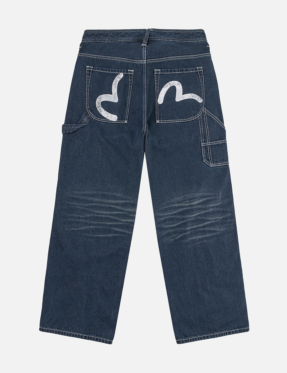 Distressed Seagull Print Loose Fit Cargo Jeans - 3