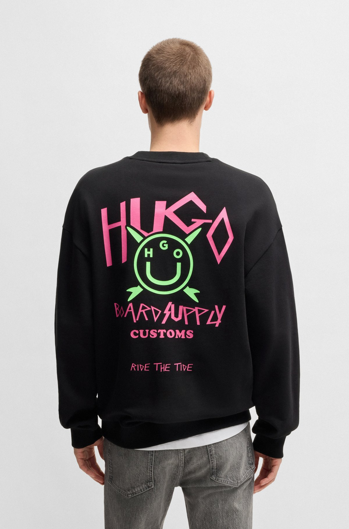 COTTON-TERRY SWEATSHIRT WITH HAPPY HUGO LOGO - 5