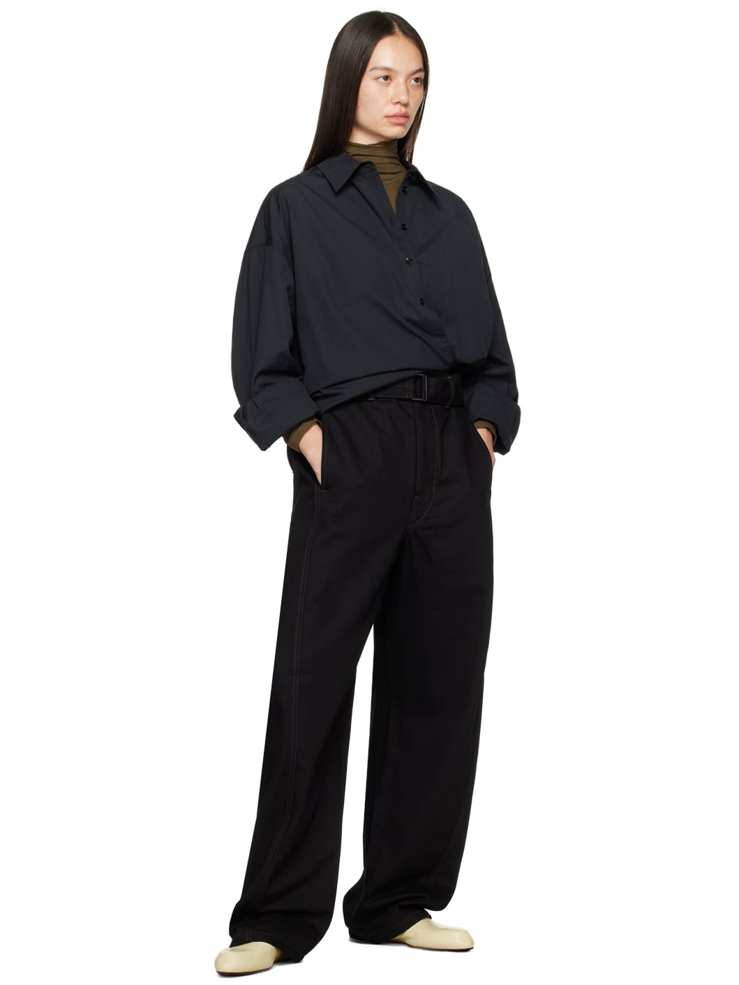 Black Twisted Belt Jeans - 4