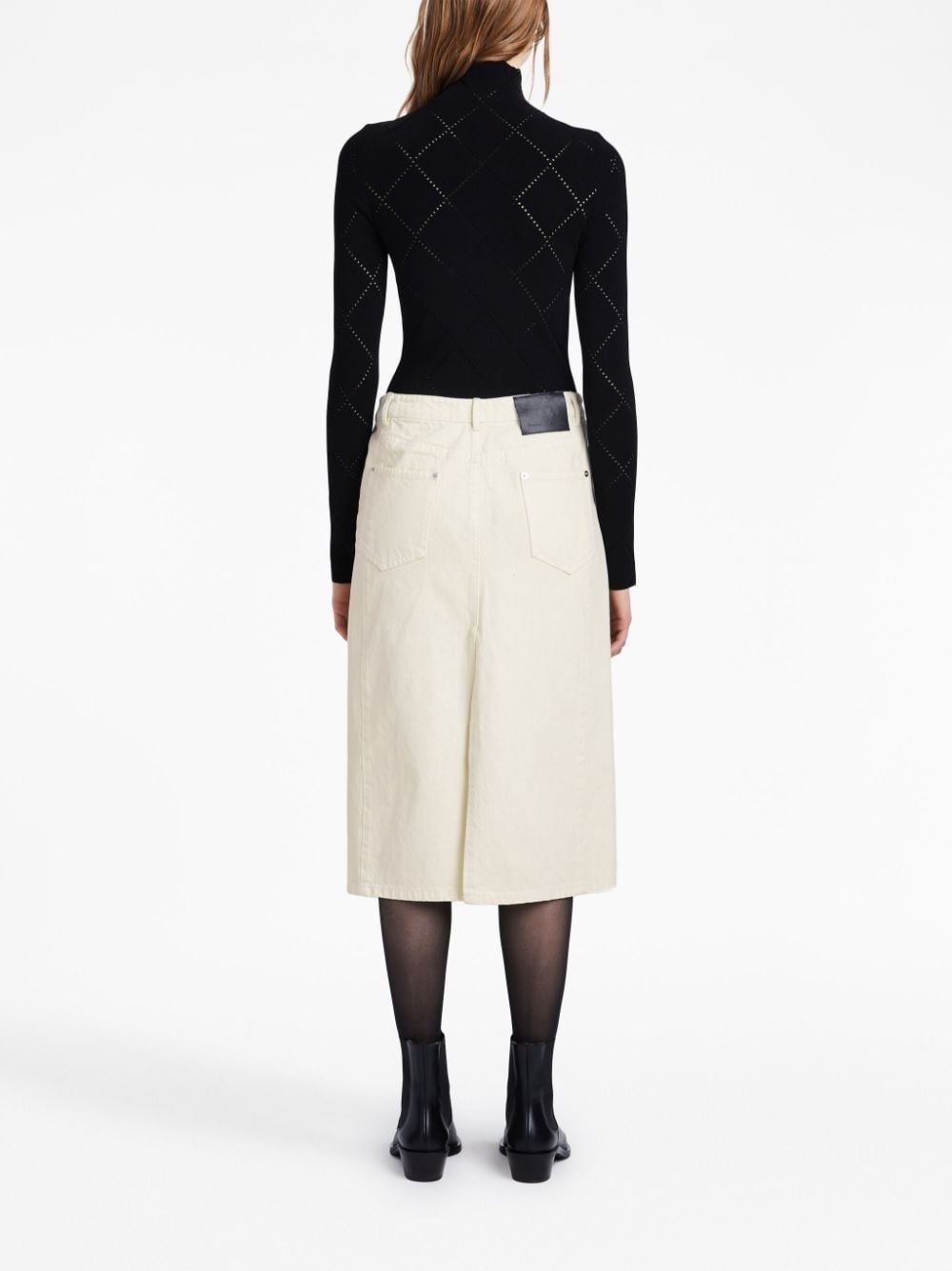 Sloan washed-denim mid skirt - 4