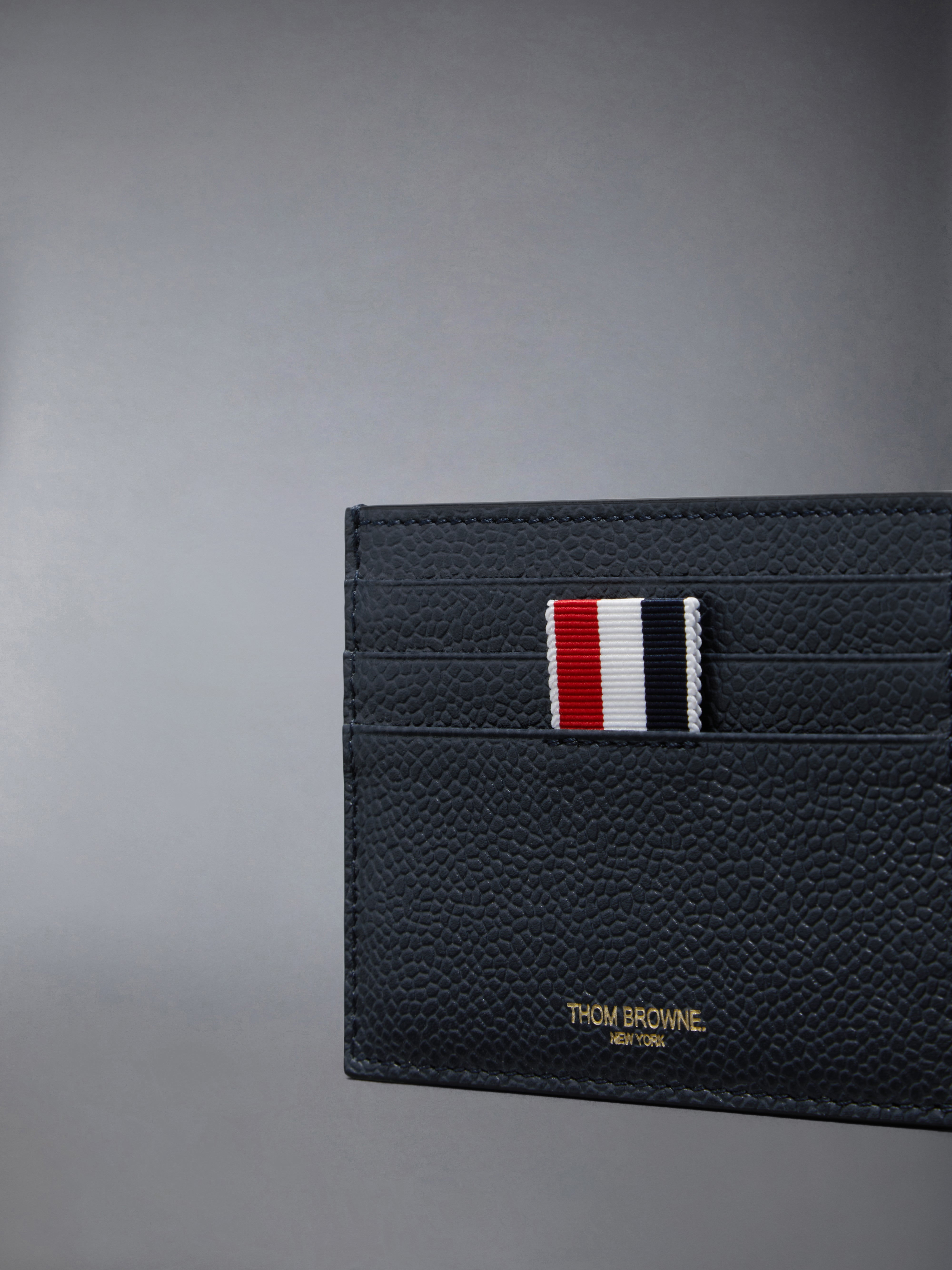 Pebble Grain Leather Note Compartment Single Card Holder - 4