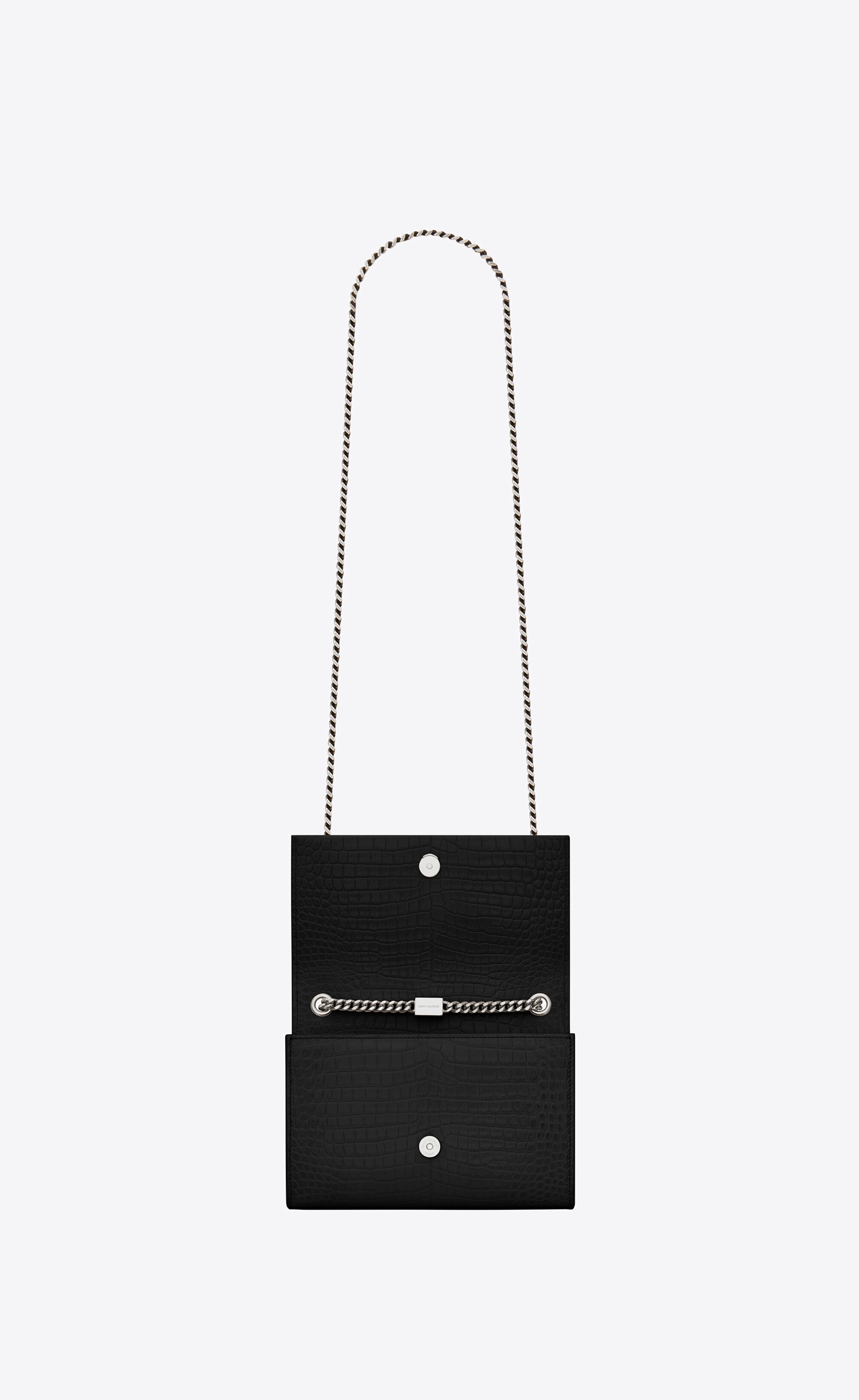SAINT LAURENT kate small chain bag with tassel in embossed crocodile shiny leather ysl REVERSIBLE