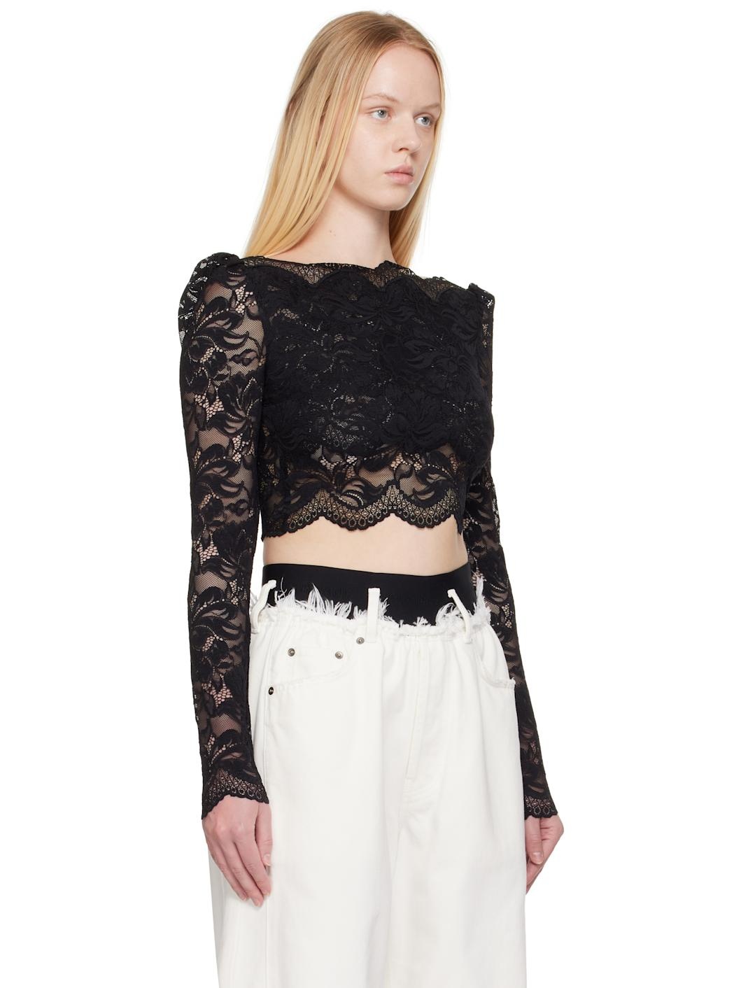 Black Crop Top in Lace Top - 2