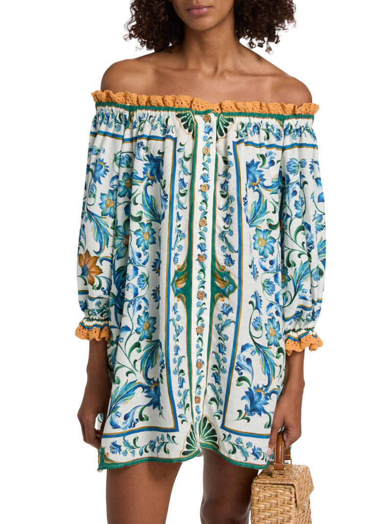 Women's Flora Tile Off-the-Shoulder Minidress - Off White 3