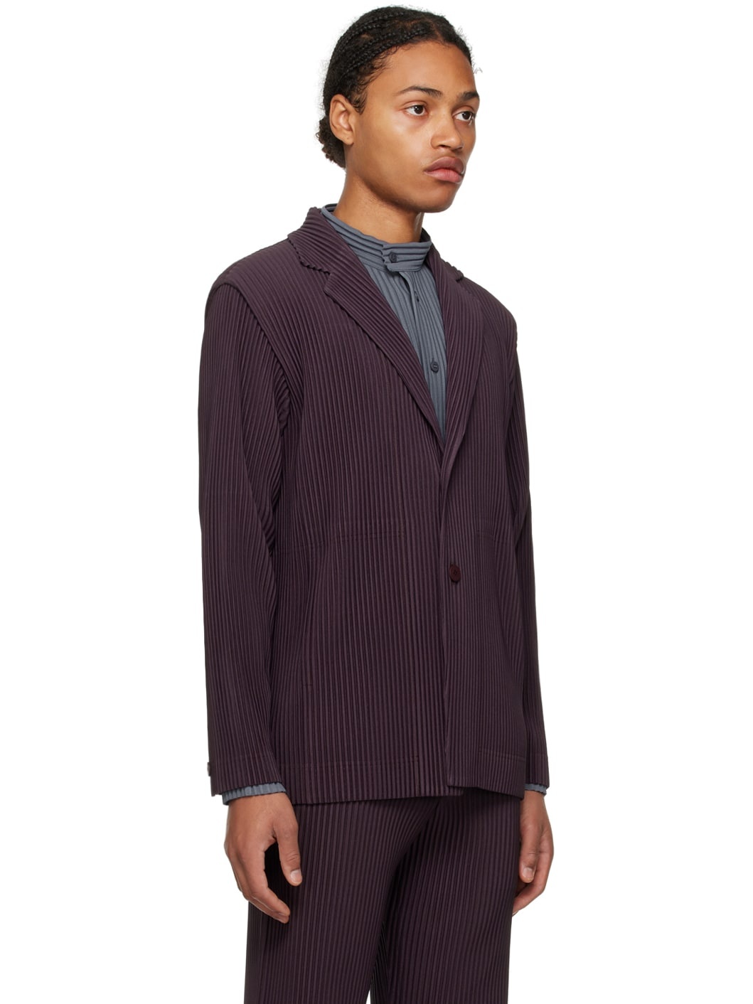 Purple Tailored Pleats 2 Blazer - 2