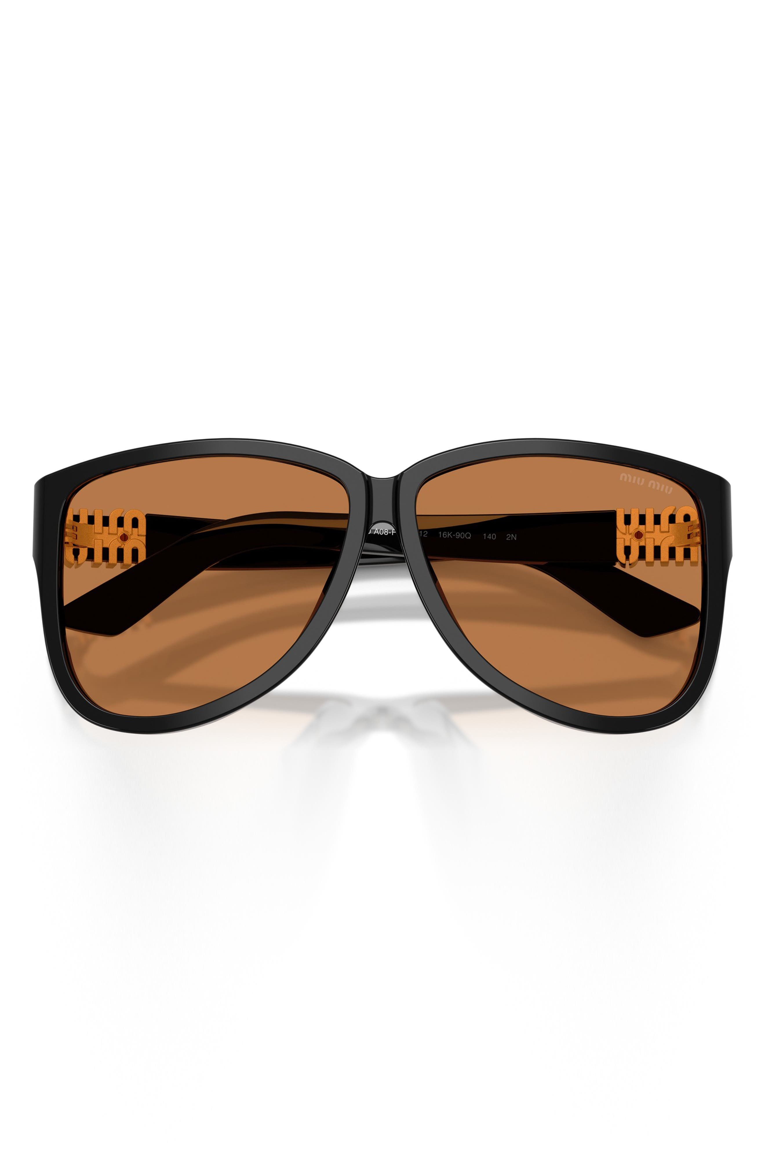Miu Miu 61mm Pilot Sunglasses in Black/Brown at Nordstrom - 5