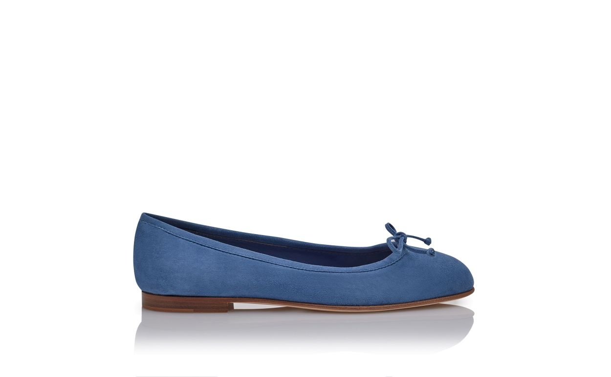 Blue Suede Ballerina Flats - 1