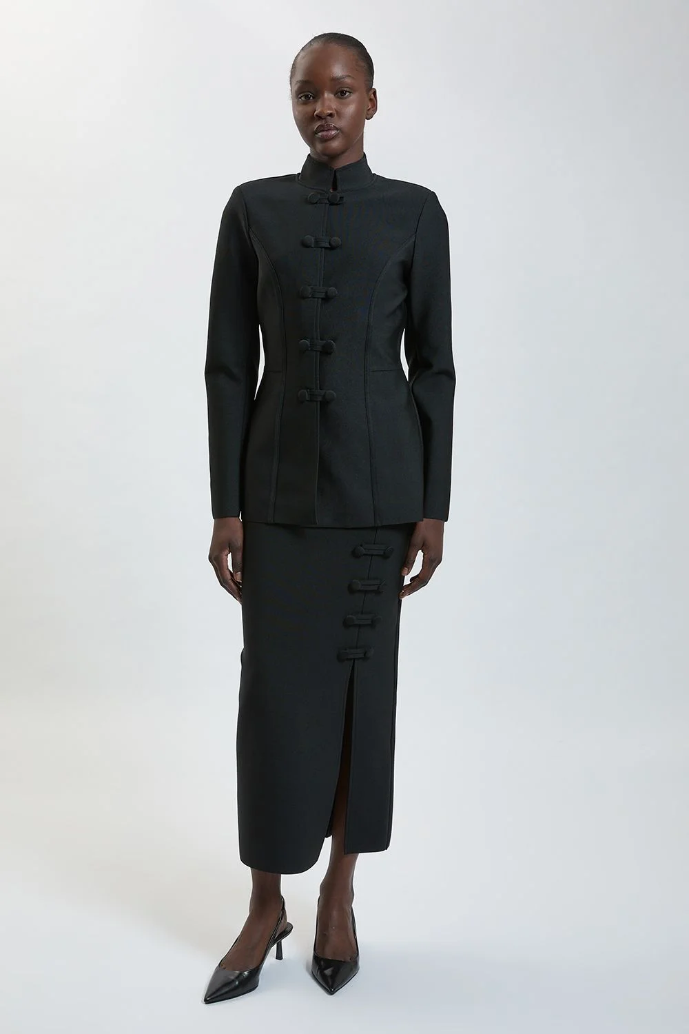 Military Button Detail Bandage Maxi Skirt - 1