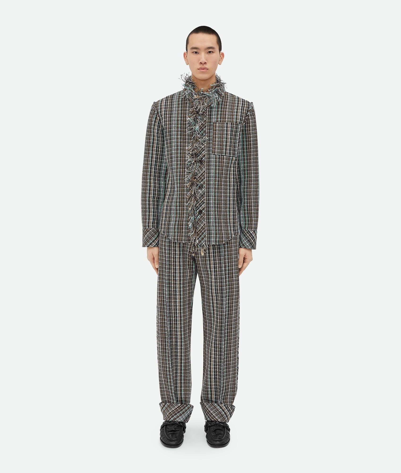 Cotton Check Jacket With Fringes - 4