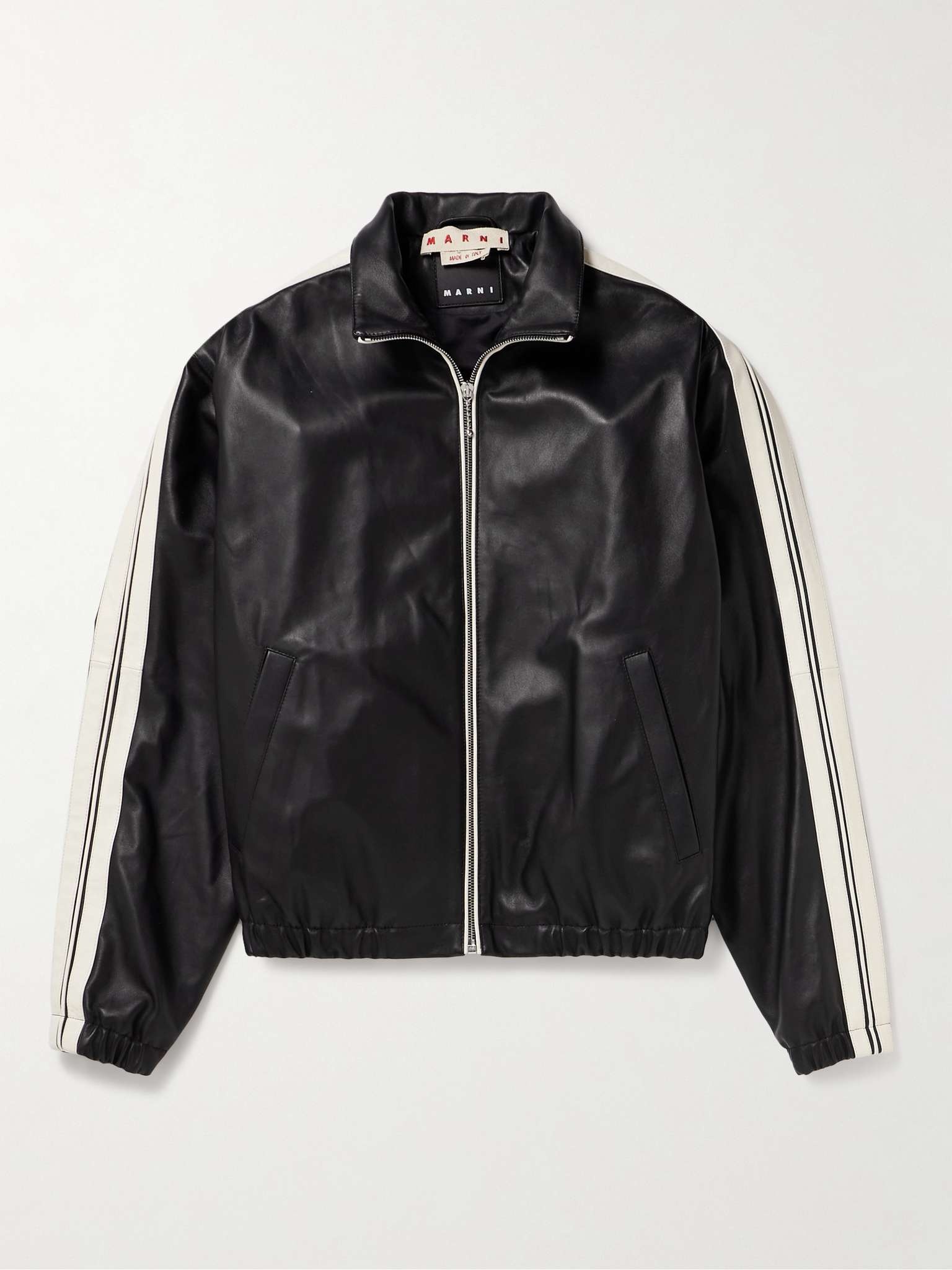 Striped Nappa Leather Track Jacket - 1