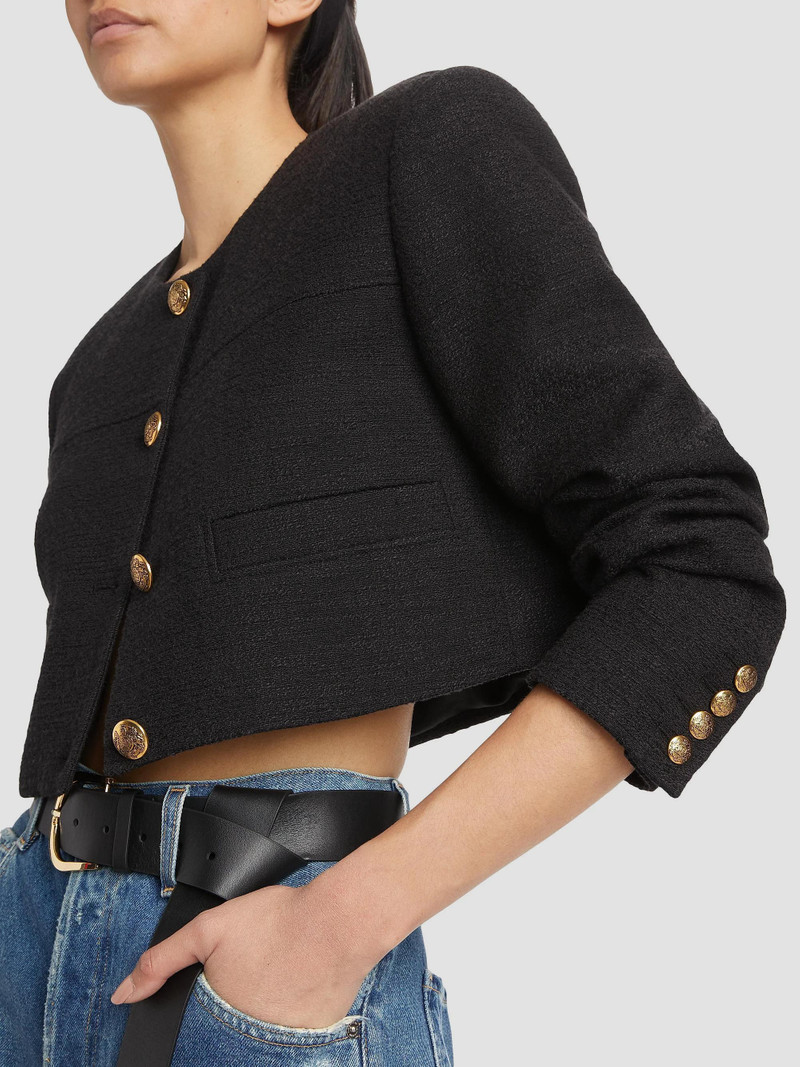 Women's Pia Cotton-Blend Tweed Crop Jacket - Black 6