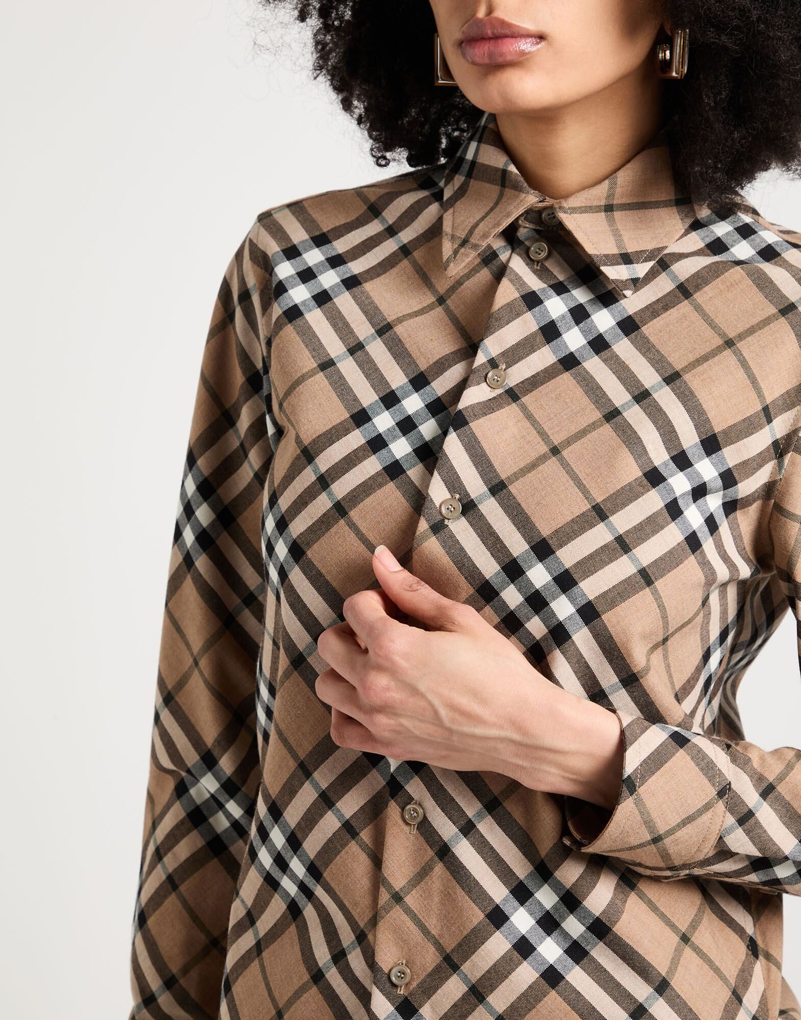 Khaki Women's Checked Shirt - 4
