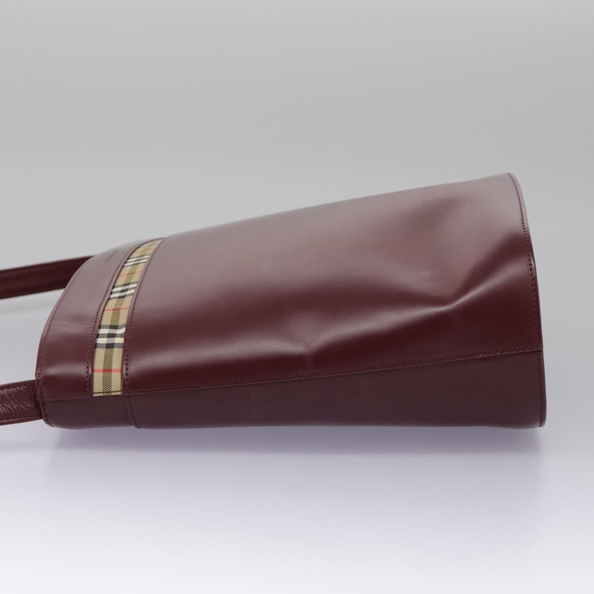 Burberry Shoulder Bag Leather Bordeaux Silver - 4