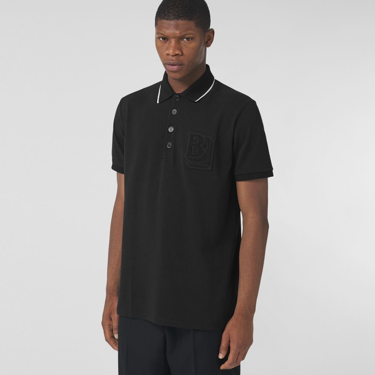 Letter Graphic Cotton Piqué Oversized Polo Shirt - 5