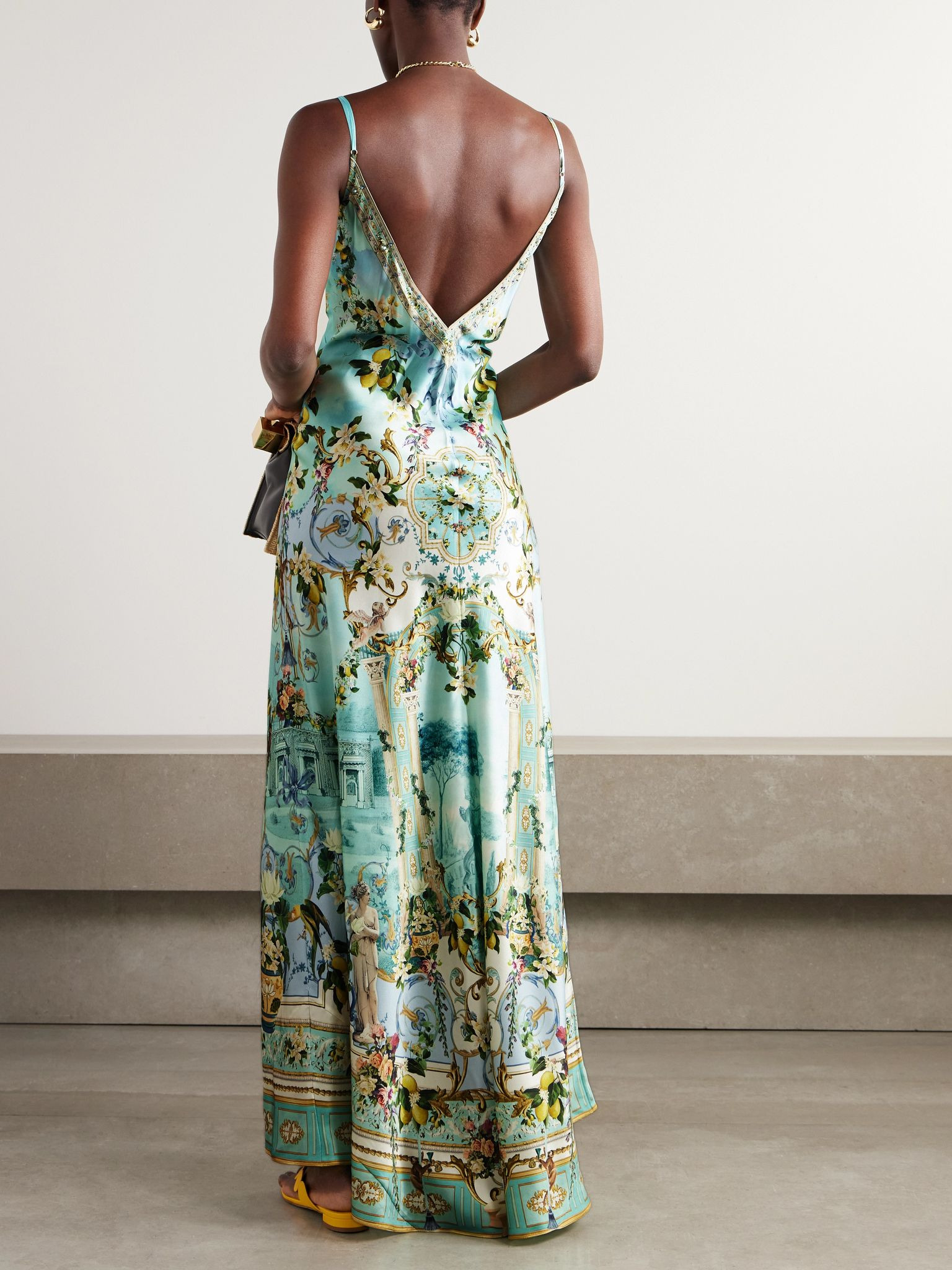 + The White Lotus crystal-embellished printed silk maxi dress Blue - 3
