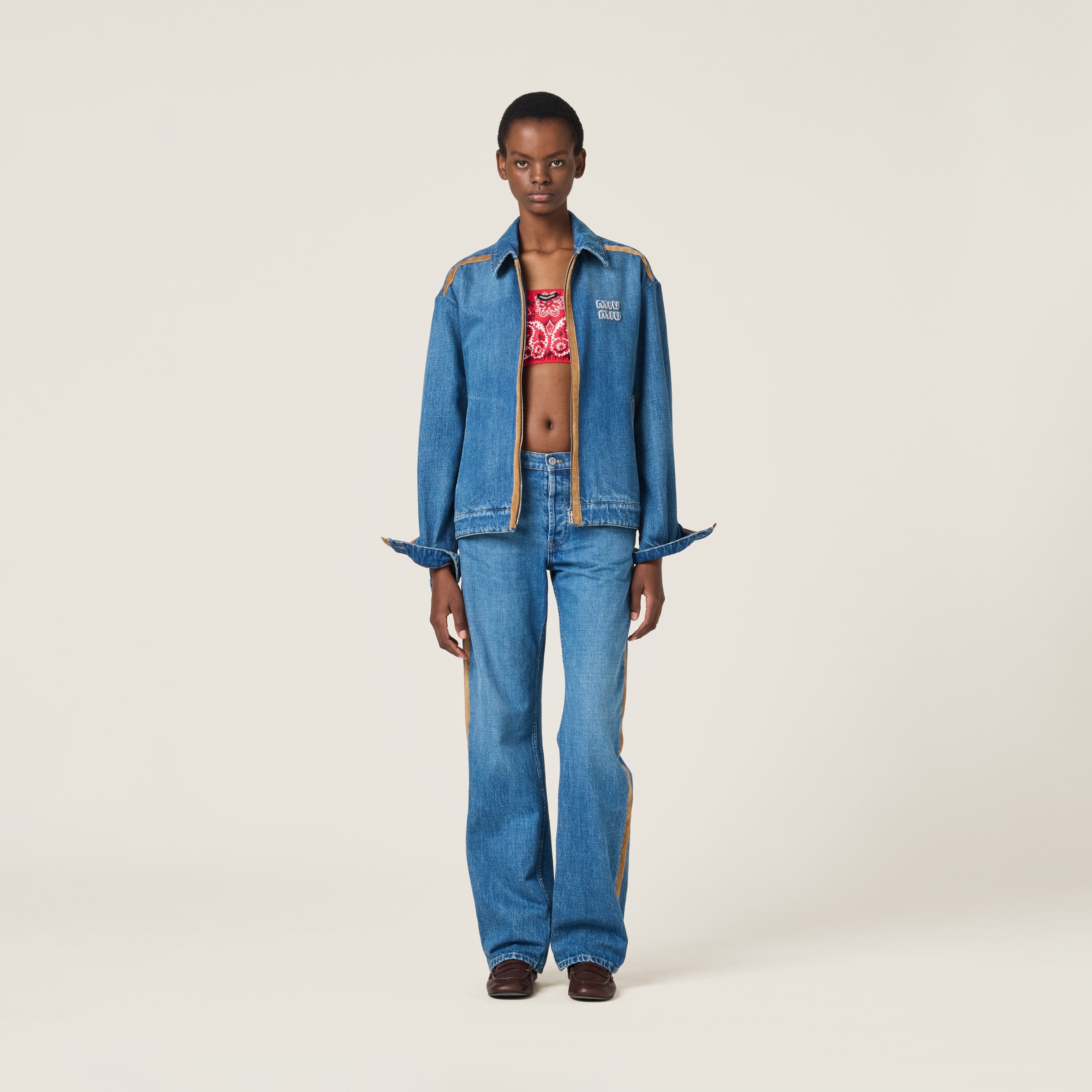 Denim and leather blouson jacket - 2