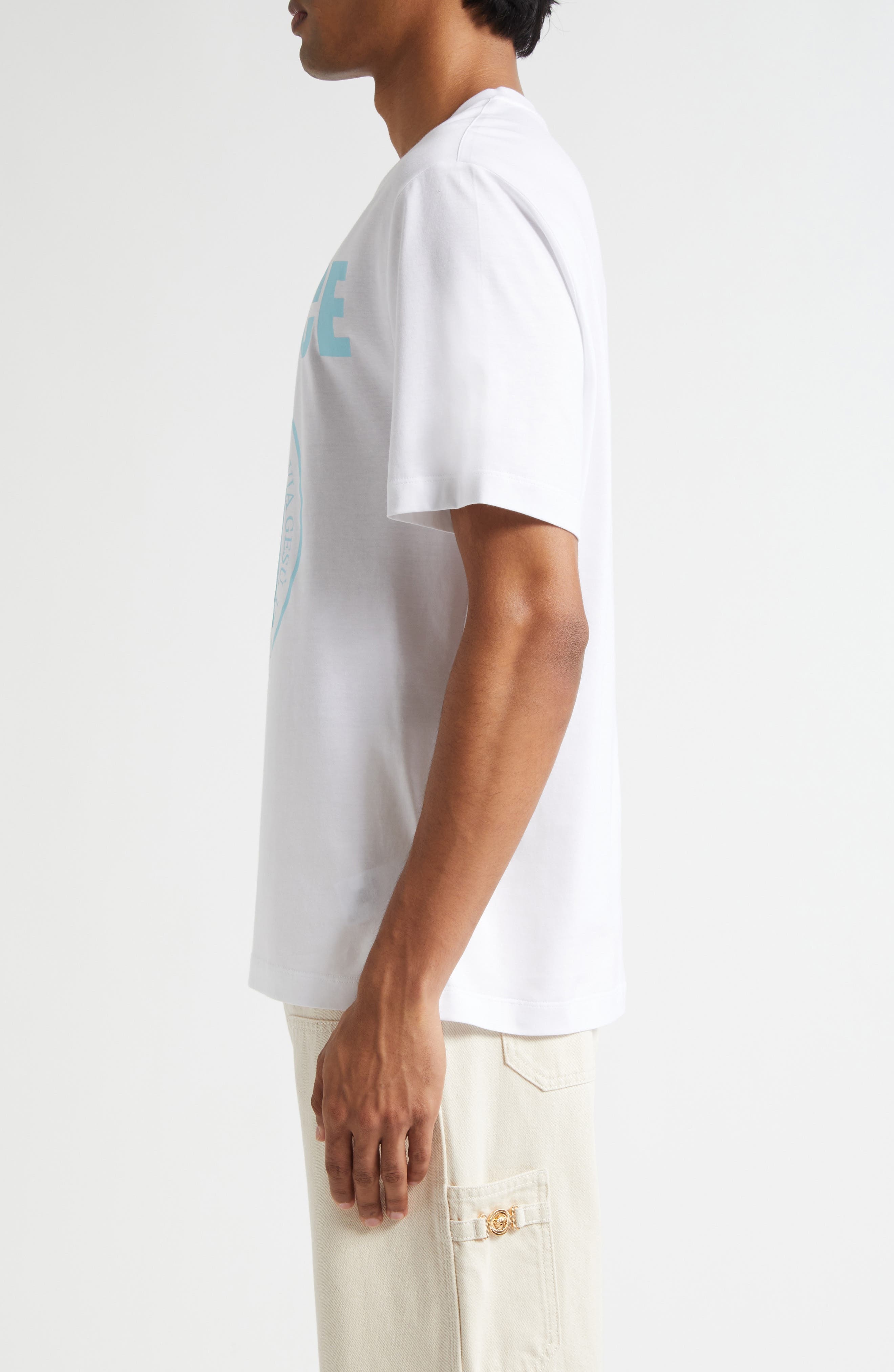 Versace Medusa Compact Cotton Jersey Graphic T-Shirt in Optical White at Nordstrom - 3