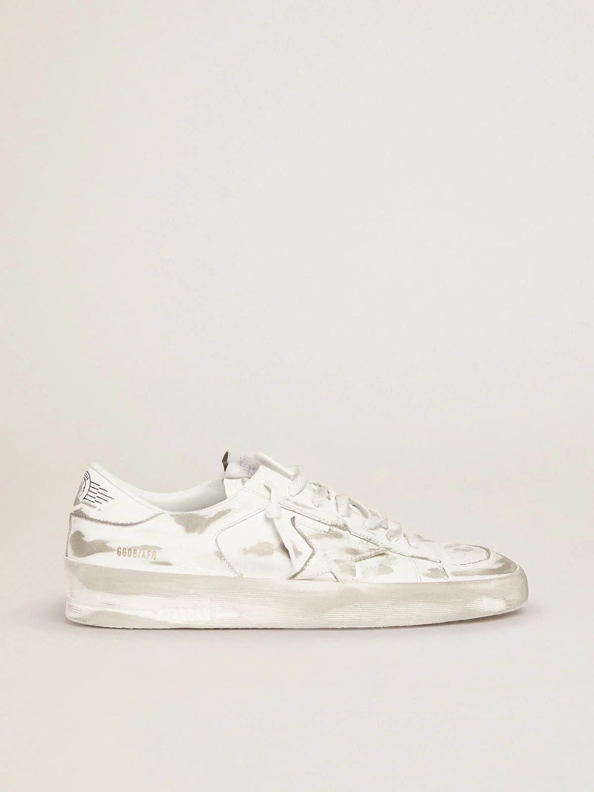 Men's Stardan in white leather with distressed effect - 1