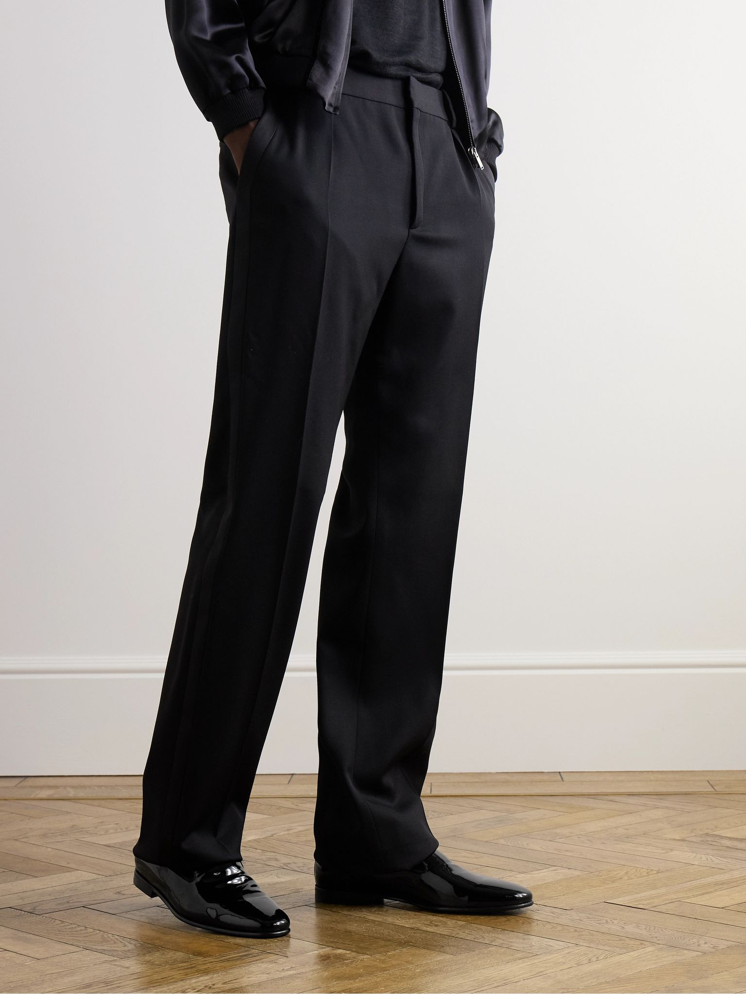 Mario Grosgrain-Trimmed Patent-Leather Loafers Black - 2