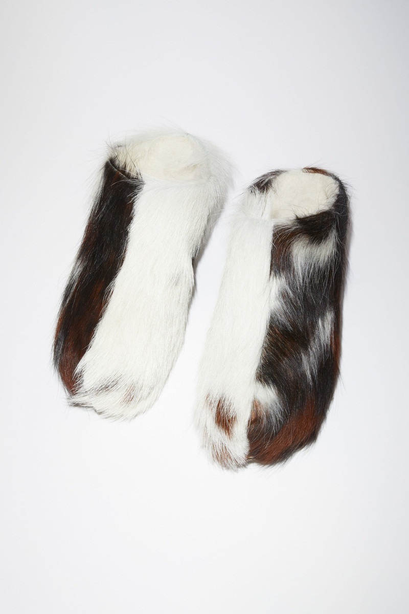 Studded fur mules - Multi brown 6