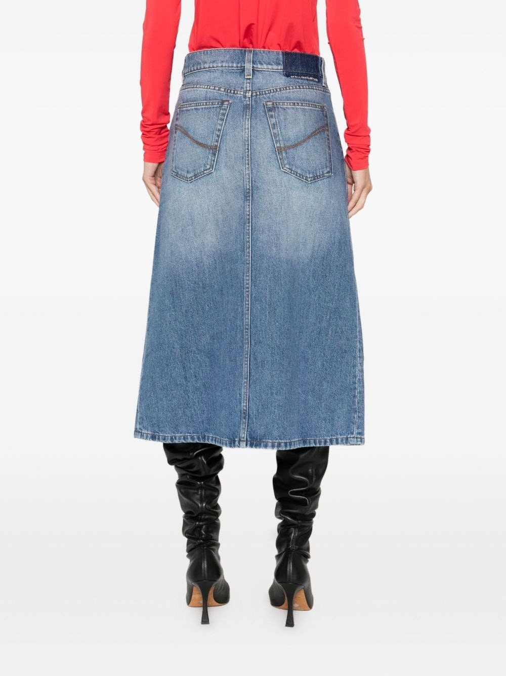 Denim cotton midi skirt - 3