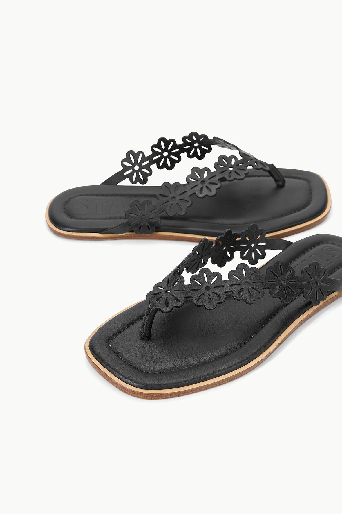 STAUD DANTE FLORAL THONG SLIDE BLACK - 3