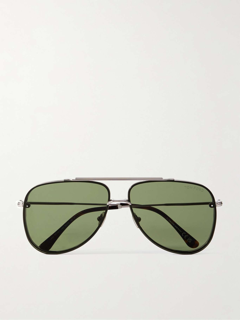 Leon aviator-style silver-tone sunglasses 1