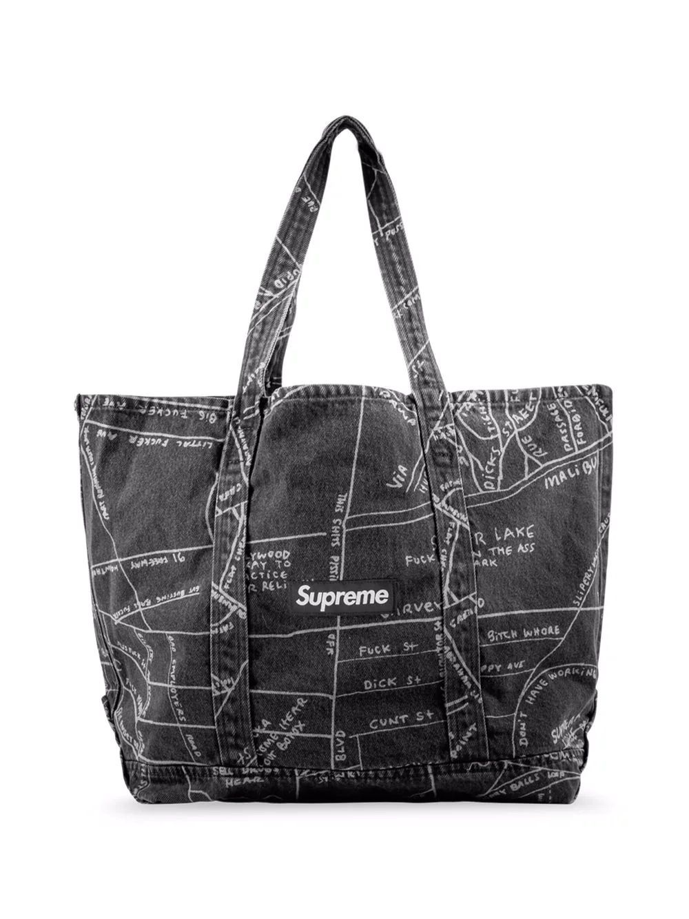 Gonz Map denim tote bag - 1