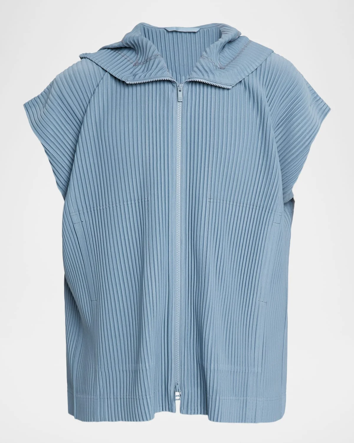 Men's Monthly Colors August Pleated Hooded Cap-Sleeve Jacket - 1