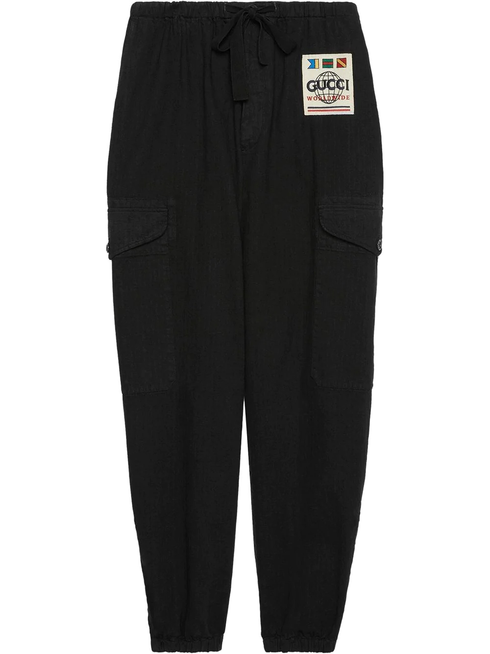 logo patch wide-leg cargo trousers - 1