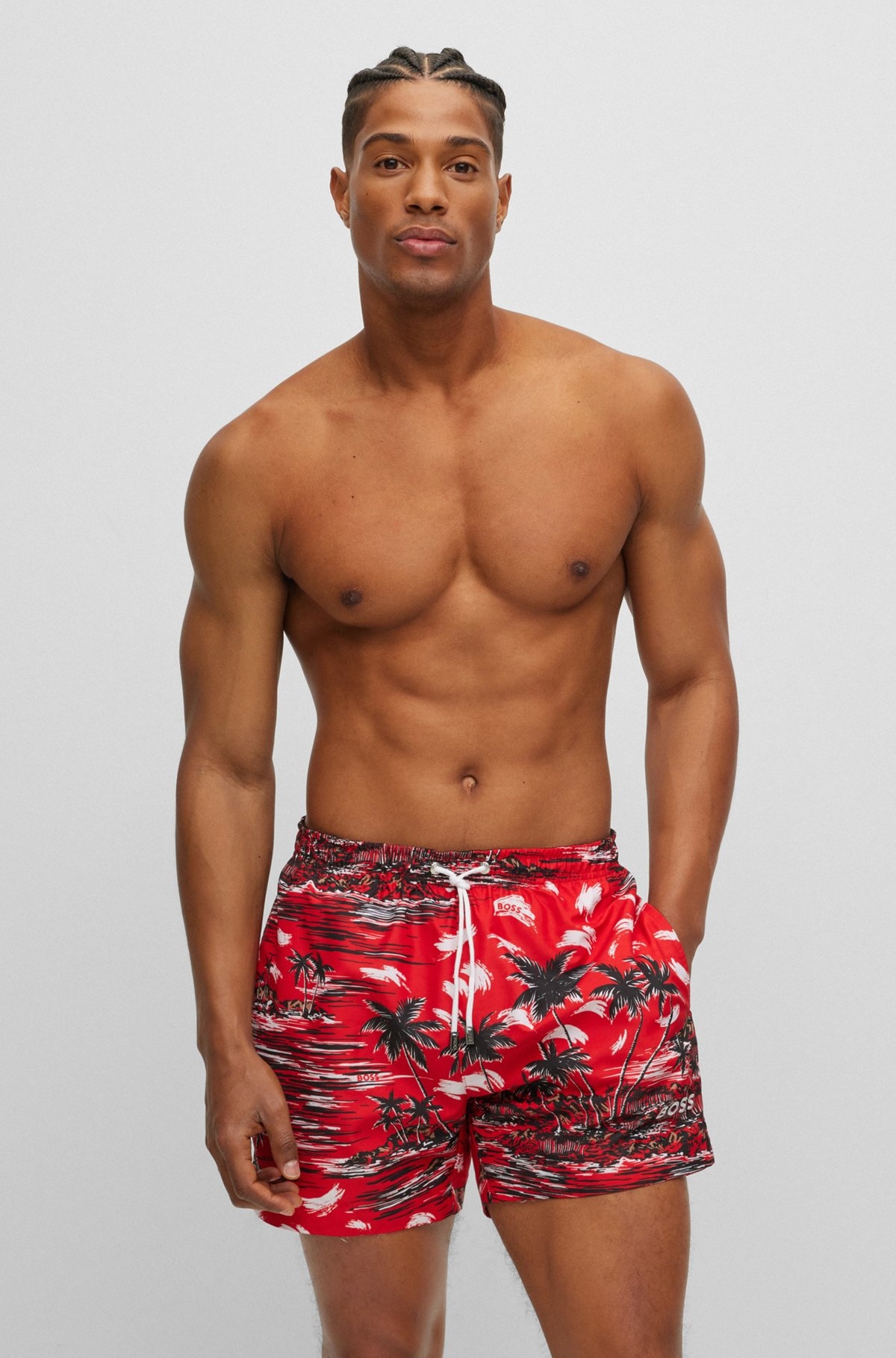 SEASONAL-PRINT SWIM SHORTS IN QUICK-DRYING FABRIC - 2