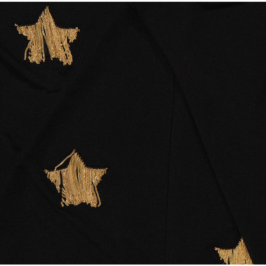 Burberry Black Star Motif Gathered Silk Viscose Dress - 7