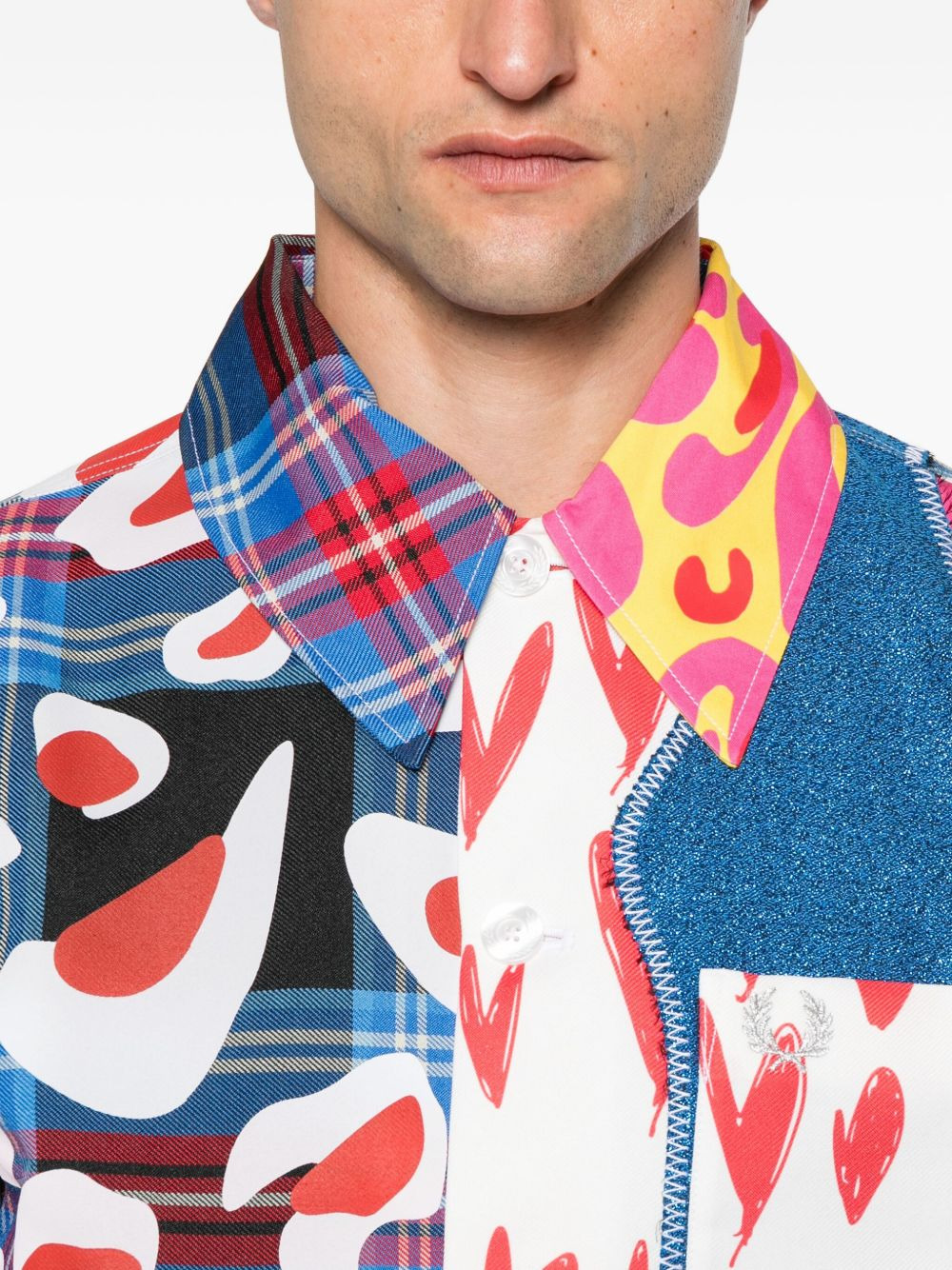 x Fred Perry cropped tartan patchwork jacket - 5