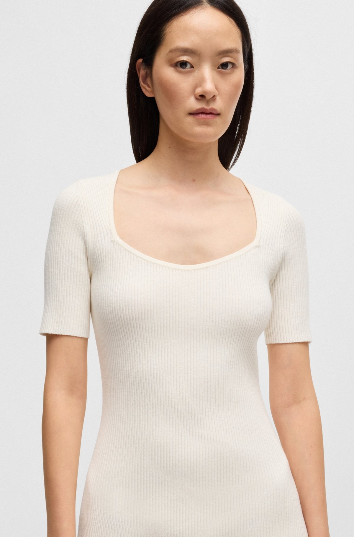 SLIM-FIT DRESS IN RIBBED STRETCH FABRIC - 4