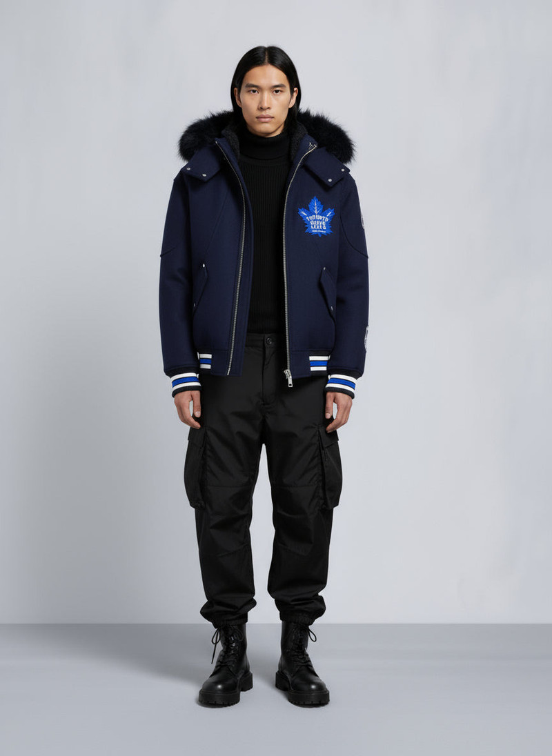MOOSE KNUCKLES NHL X MOOSE KNUCKLES MAPLE LEAFS BOMBER JACKET outlook