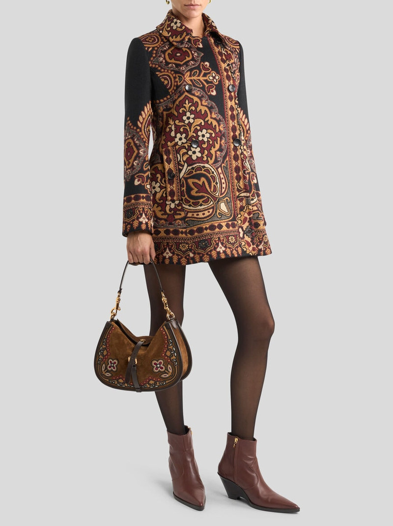 Etro DOUBLE-BREASTED WOOL-BLEND JACQUARD COAT WITH FLORAL MOTIF outlook