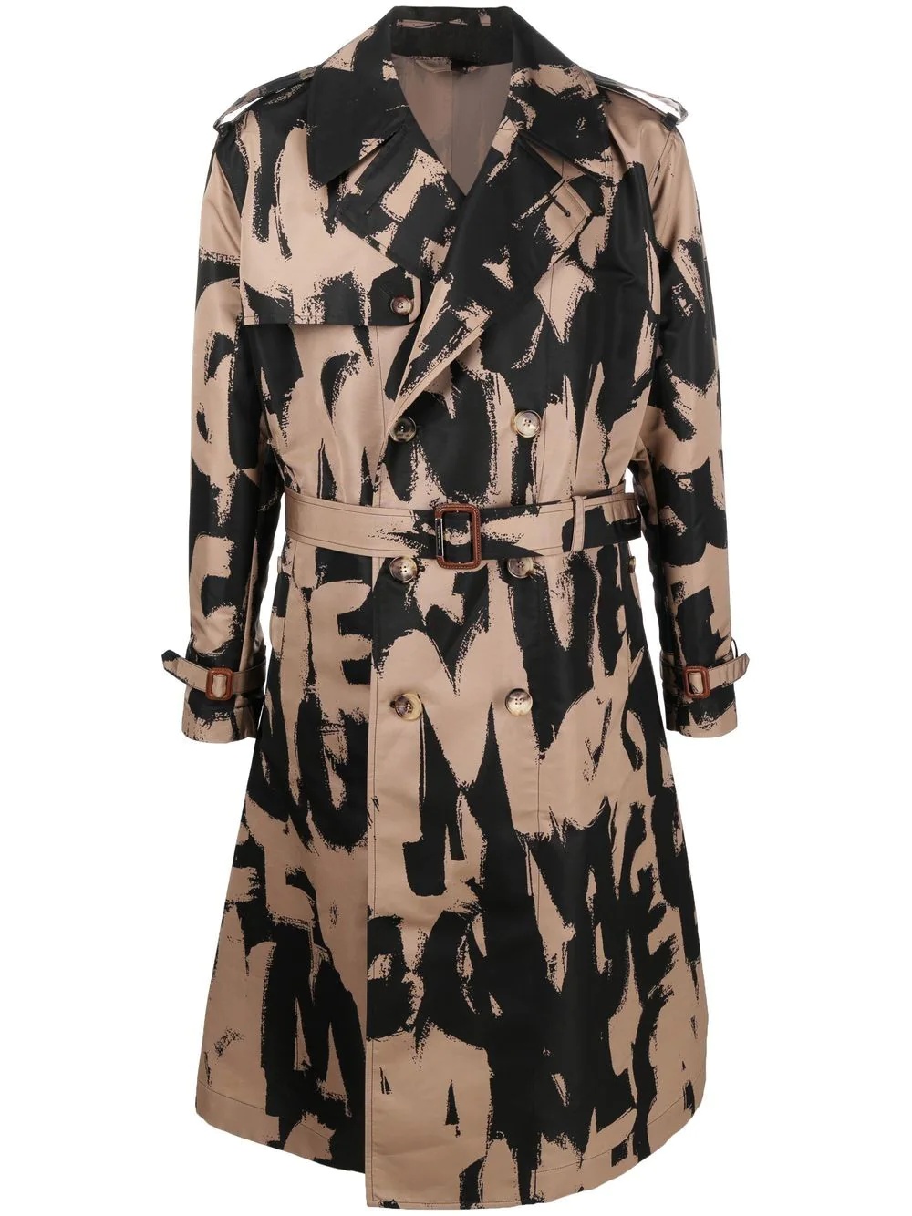 logo-print double-breasted coat - 1