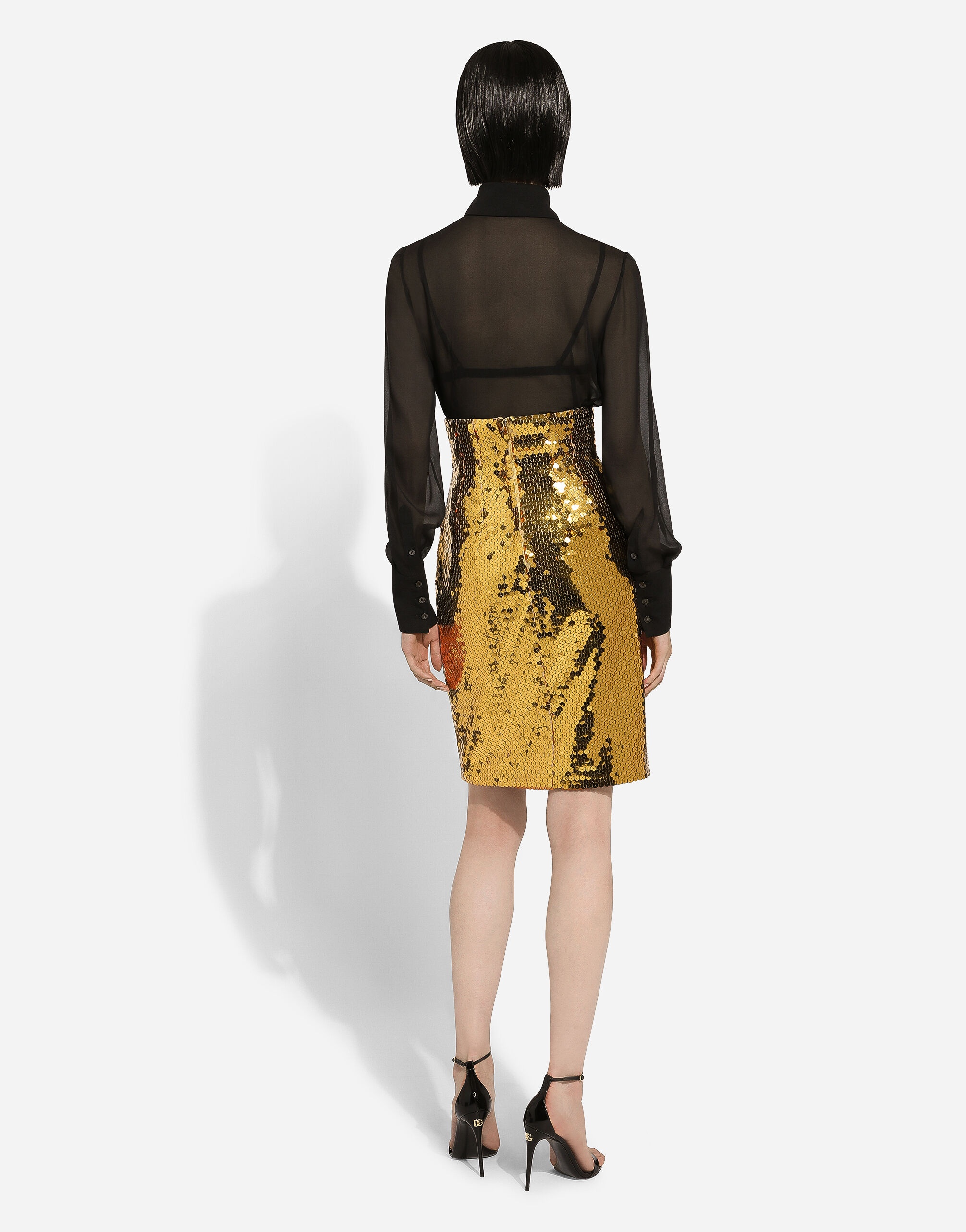 High-waisted sequined midi skirt - 3